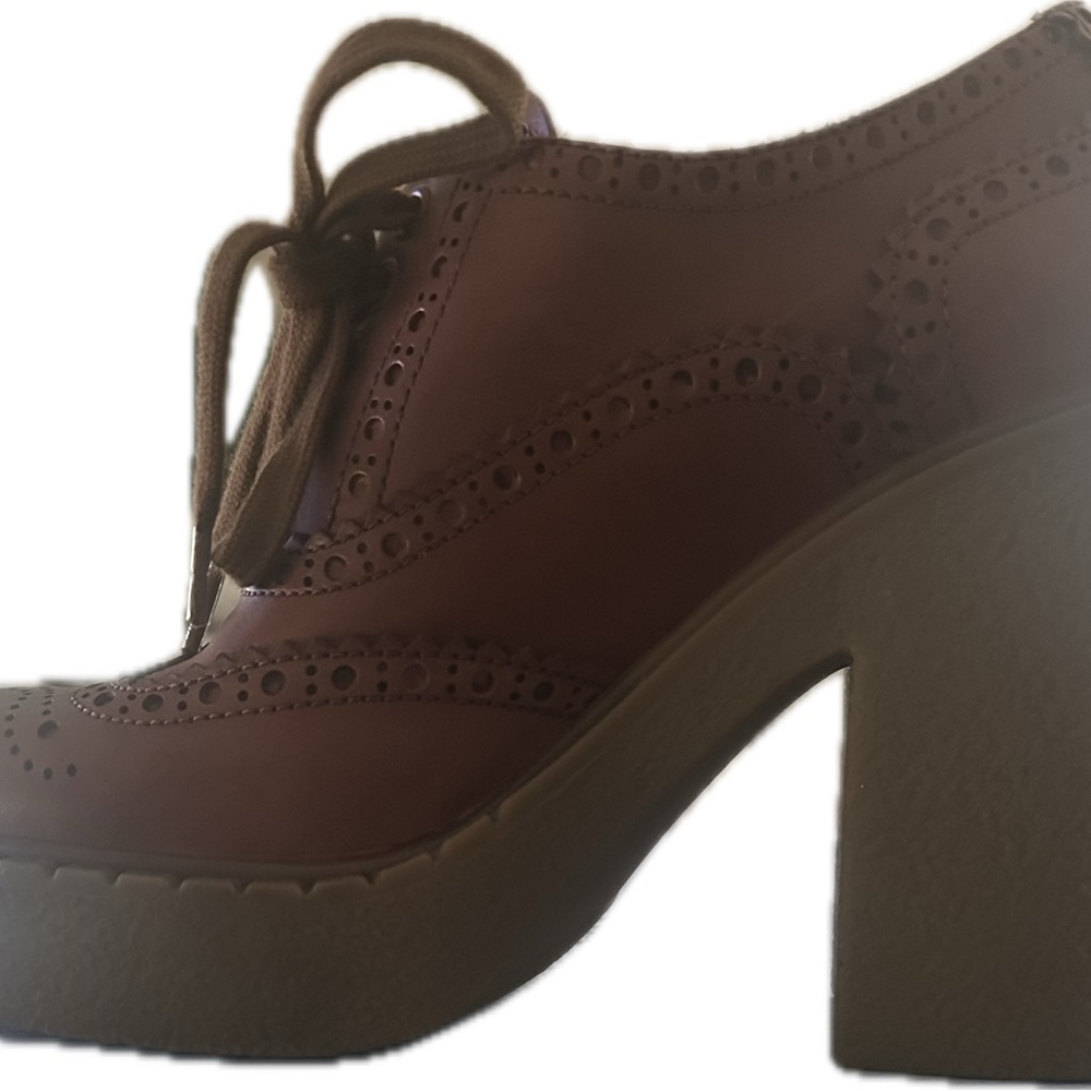 Prada Leather Heels with Brogue Detailing